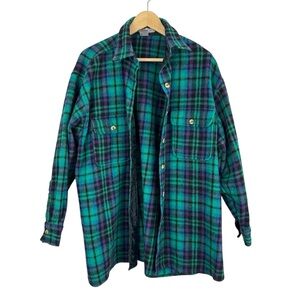 Vintage Robert Stock 90s Oversized Wool Plaid Button Down Jacket Shacket Sz M
